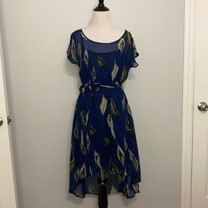 Sapphire Blue and Leaf High Low Dress